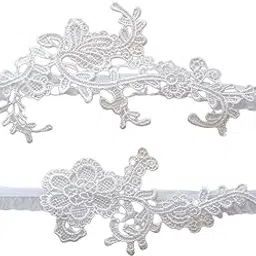 ujeavette 2x Wedding Garter Set Costume Bridal Garters for Parties Bridesmaid Weddings white-picture-39
