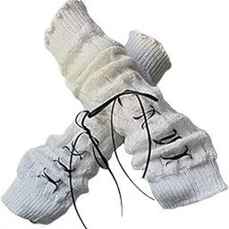 Arm Warmers Thumb Hole Gloves Winter Knitted Mittens Fashion for Women Girls white black ribbon|Clothing Shoes & Accessories | Womens Accessories | Gloves & Mittens-image-53