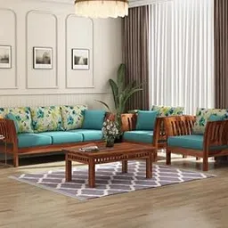 RATANDHARA FURNITURE Wooden Sofa Set 5 Seater for Livingroom - Sheesham Wood Five Seater Sofa for Home (3+1+1 Sofa) - Teak Wood 5 Seater Sofa with Cushion - 5 Person Couchs for Office (TeakFinish)-picture-19