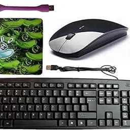 Anjo 5 in 1 Combo of Wired Keyboard, Wireless Mouse, Anti-Skid Mouse Pad, Cleaner, USB Flexible Light-picture-35