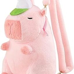 Merishopp Capybara Backpack Funny Stuffed Animal Backpack for Street Women Backpacking Pink Baseball Cap|Clothing, Shoes & Accessories | Womens Handbags & Bags|1 Capybara Backpack-picture-18