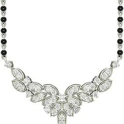 925 Sterling Silver Elsie Mangalsutra Earring Chain Jewellery Set | Platinum Plated, Swiss Zirconia | Gift for Wife-image-57