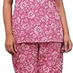 anuom Women Cotton Relaxed Fit Fit and Flare Suit | Printed Night Suit | Half Sleeve Co-Ord Set-picture-40