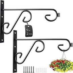 ASZUNE Wall Hook Hanging Plant Bracket,Hanging Plant Hook,Decorative Straight Plant Hanger for Bird Feeders, Planters, Lanterns, Wind Chimes, Indoor/Outdoor Plant Hanger (9 in, 2 Pcs)-image-13