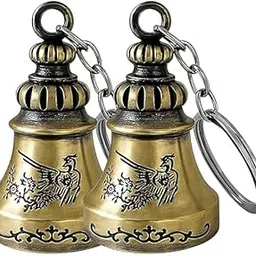 Combo of 2 Guardian Bell For Bike Keychain | Good Luck Charm for Bike, Car, Home | Tibetan Style Antique Copper Key Chain for Positive Energy & Protection | Combo of 2 Golden Guardian Bell-picture-24