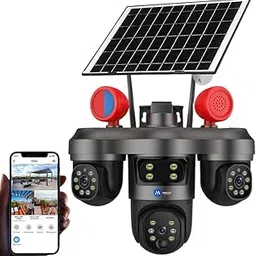 Maizic Smarthome TRIGENIE Siren 4G Solar 5MP×3 Triple Lens/Screen AI PTZ Outdoor CCTV Camera | 360° View | Color Night Vision | Human Detection | 2-Way Audio | IP66 | Multi-User View-image-4