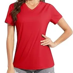 boladeci Women's Rash Guard Short Sleeve V Neck UPF 50+ Sun Protection Clothing Quick Dry UV SPF Swim Shirts-picture-11