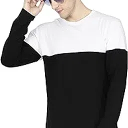 fleximaa Men's Cotton Round Neck Color Block Full Sleeve T-Shirt-picture-50