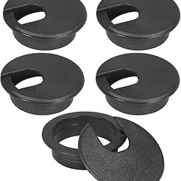 2" Black Desk Grommet, JTemgle Plastic Cable Hole Cover Computer Table Cord Wire Organizer Caps Desktop Cord Management for Home Office TV Stands Tabletops, 5 Pieces-image-12