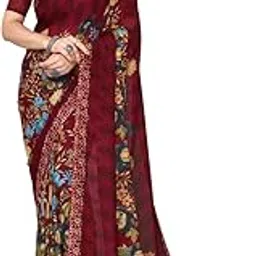 yashika Women's Printed Trendy Georgette Green Color Saree With Blouse Material-picture-20