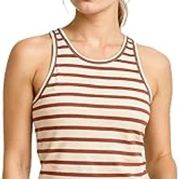 lahazat Apparels Women's Striped Racerback Crop Tank Top, Rust Brown and Cream Cotton, Casual Everyday Wear, Sleeveless-picture-15