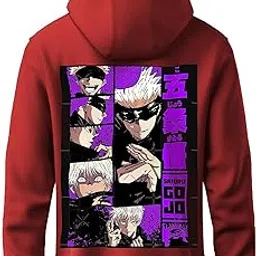 khakey Clothing's Hoodie for Mens | Gojo Satoru Jujutsu Kaisen Back Printed Oversize Hoodies for Men | Hooded Sweatshirt Stylish Anime image 1