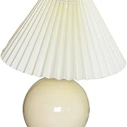 FABLOFT LED Pleated Lamp Decor for Bedroom Office Cream Ceramic Cream Lampshade-image-32