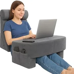CUSHIO Lap Desk, Wedge Combo for Laptops, Study and Reading | Adjustable Wedge with Headrest for Back Support & Lap Desk Pillow-Gaming & Reading Pillow (Grey)-picture-15