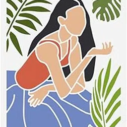 FINGERINSPIRE Boho Girl Painting Stencil 8.3x11.7inch Reusable Abstract Boho Art Beauty Woman Pattern Drawing Template Palm Leaf Boho Theme Decor Stencil for Painting on Wood Wall Fabric Furniture-picture-30