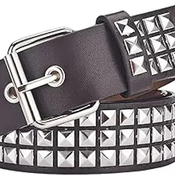 shopora Fashion Pu Leather Studded Belt Waist Cinch Belt Adjustable Rivet Waist Belt Coffee | Mens Accessories | Belts-picture-28
