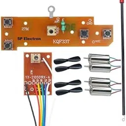 SP Electron Combo Pair of 4 Pcs DC 3.7V 716 7x16mm Micro Coreless Motor with Propeller High-Speed Mini Drones & 4CH RC remote control 27MHz circuit PCB transmitter & receiver for RC Toys kit-image-85