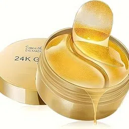 24k Gold Hydrating Under Eye Patches, 24K GOLD, 60 Pairs, Anti-Aging Dark Circle Treatment, Cooling Gel Mask with Moisturizing Formula, 15-20 Minutes Application (yellow)-picture-22