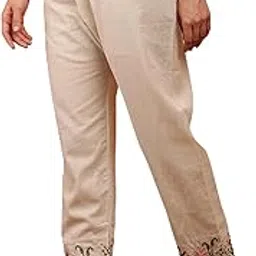 neemzari Women Cotton Khadi Embroidered Pant || Multicolor Embroidered Trouser || Mid-Rise Cotton Lace Trouser-picture-10
