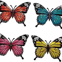 FABLOFT 4 Pieces Iron Butterfly Wall Arts Ornaments for Wedding Cafe Courtyard Fence Style A-image-27