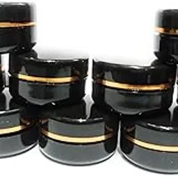 SHREE MAHA 10 Gram Cosmetic Sample Containers with Lids - Empty Small Makeup Jars, BPA Free Plastic, Black (Pack of 12)-picture-52