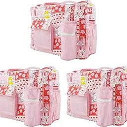 Ole Baby Multi-Functional Cotton Smart Organizer Mother Diaper Bag (Red, Cute Lady Bug Print) Pack of 3, One Size (OB-NBDB-B2038-P3)-picture-37