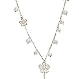 shining diva fashion Jewellery Pearl and Florals Base Metal Pendent Long Chain Pendant Stylish Necklace for Women (White, Golden) (9677np)-picture-10