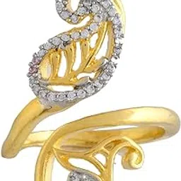 voylla Alpana Paisley Open Finger Ring|Women's Gold Ring|American Diamond|Festive|Diwali|Party|Wedding|Gift-picture-14