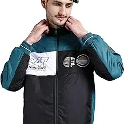 the indian garage co Men Polyester Standard Length Regular Fit Colourblocked Bomber Jackets-picture-44