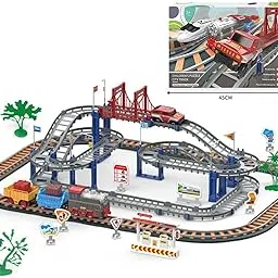 SOFTIES Dinosaur Toy Train with Track Set | Train Set for Kids 5+ Years with Car | Rollercoaster Tracks & Bridges | Long Track Train with Adjustable Rails | Big Size Train Toys for Boys 7-14 Years-image-0