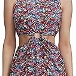tokyo talkies Women's Floral Sleeveless Front Cutout Fitted Short Dress | Bold & Chic | Perfect for Parties, Date Nights & Special Occasions-picture-22