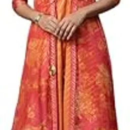 ahalyaa Orange Striped Ethnic Maxi Dress-picture-20
