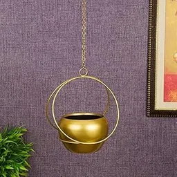 Metal Planter for Plants Indoor Living Room Balcony Patio Garden Home Decoration (Metal) Vase with Gold Finish & Standard Size with Unique Look.-picture-45