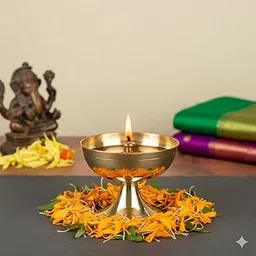 Mkd2 Rise Brass Akhand Diya Oil Lamp I Deepak Pooja Diya Set of 1 for Puja Room, Diwali, Navratra, Home Decor (Pyali)-picture-31