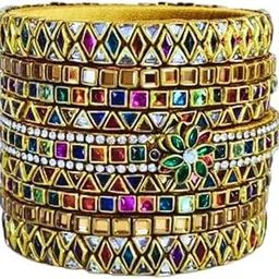 vs handcraft boutique Handcrafted Multicolour Silk Thread Kundan Bangles – Stylish Wedding & Party Jewellery Multicolour bangles image 1