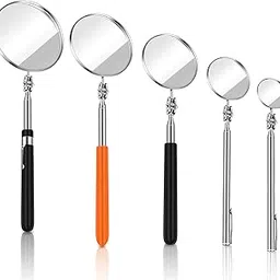5 Pieces Telescoping Inspection Mirror Round Mirror Stainless Steel Inspection Tool with Long Handle for Check The Condition of The Vehicle, Observe The Eyelashes, Mouth Small Parts (Classic Style)-image-27
