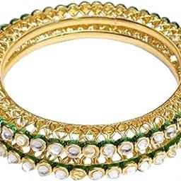 denicraas ALLOY GREEN KUNDAN BANGLE PACK OF 2-picture-11