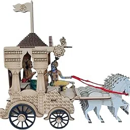Handcrafted Krishna Arjun Rath Showpiece in MDF – 9x4x9 Inches | Spiritual & Decorative Table Decor-image-21