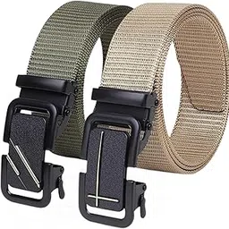 just-style Men’s Formal/Causal Automatic Push Lock Nylon Woven Belt Combo Set for Men QK7-picture-16