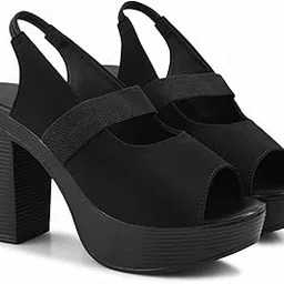 FROH FEET Women's Chunky Block Heels 4 Inch High Heels Back Strap Round Peep Toe Heels Wedding Party Heels Pumps-picture-31