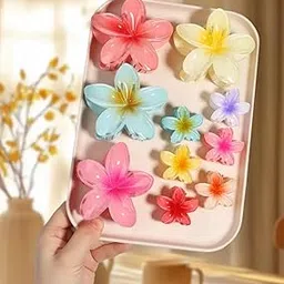 8 pcs Big And Small Plumeria Flower Hair Claw Clips - Large, Non-Slip Ponytail Holders for Women and Girls Clip, Hawaiian Clip, Plum Claw Clip for Thick , Fixed Non-Slip Accessories, Suitable for Girls' Gifts-image-70