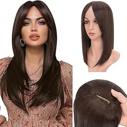 18 Inch Synthetic Clip in Hair Topper for Women Thinning Hair Middle Partition Layered Extension-picture-35