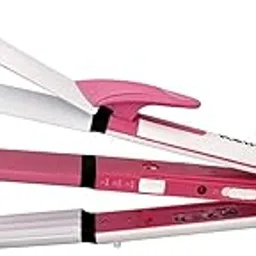 Veentus Dealsure Ceramic Professional 3 in 1 Electric Hair Straightener Curler Styler and Crimper(White & Pink Colour)-picture-14