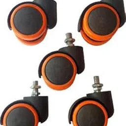 Yathart Heavy Duty Office Chair Nylon Twin Wheels Tyres Caster Screw Type/Load capacity-150 kg (Pack of 5 Pieces, Orange, 50 mm)-picture-16