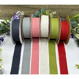 Cotton Linen Ribbon Handmade Cloth Fabric Ribbon 1.5 Inch/3 Meter/7 Colors Rolls for Gift Wrapping Wedding Invitations Bridal Bouquets DIY Crafts (Multi Color)-image-34