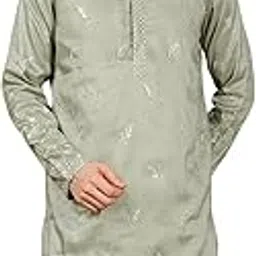 sanwara Men's Silk Blend Floral Regular Kurta Set-picture-34