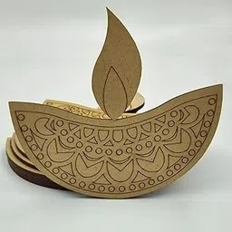 Haoser 12 Pcs Wooden Diya Cutouts for Diwali Decoration – DIY MDF Diya Shapes for Crafts, Painting, Rangoli Borders, Home Decor – 4 Designs, 3 Each, Easy to Colour, No Holes-image-23