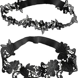 heavenglow 2x Bridal Wedding Garters Flower Lace Garter Belt Women Thigh Rings Black | Garters | Bridal Accessories-picture-20