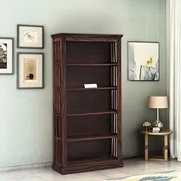 Contemporary Solid Sheesham Wooden Bookshelf | Book Shelf Cabinet for Home & Office Living Room Furniture, Walnut Finish-picture-36