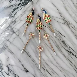 Meenakari Diamond & Peacock Shape Tilak Stick Combo Set (Pack of 6) Colorful Tikka Sticks for Forehead & Pooja Thali Decoration (3 + 3)-picture-20